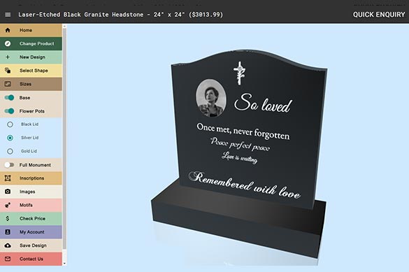 Design Your Own Laser Etched Black Granite Headstone